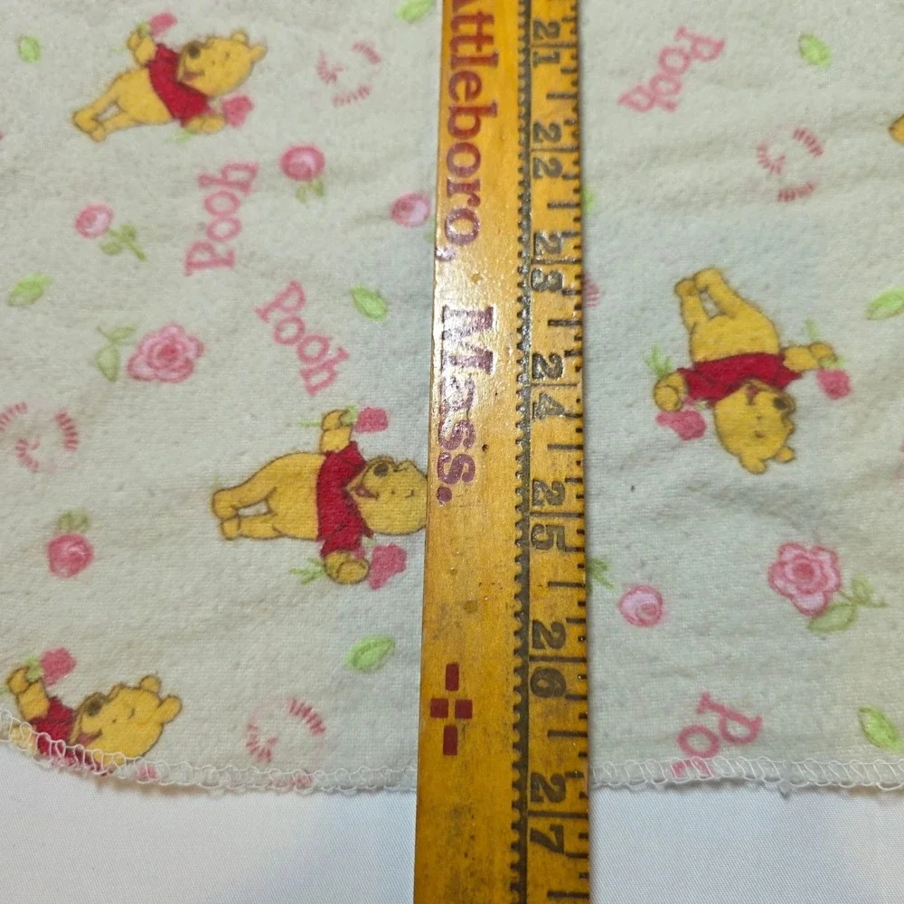 2 Disney Winnie the Pooh Baby Receiving Blanket Cream Pink Rose Character Print‎